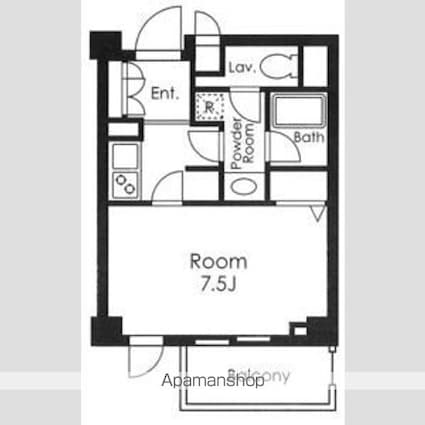 東京都世田谷区用賀２丁目[1K/26.33m2]の間取図