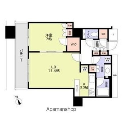 Ｔｈｅ　Ｋｉｔａｈａｍａ　２９０４号室[1LDK/55.35m2]の間取図