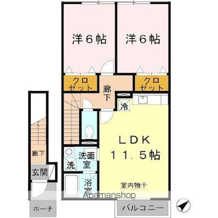タトゥーイン[2LDK/57.95m2]の間取図