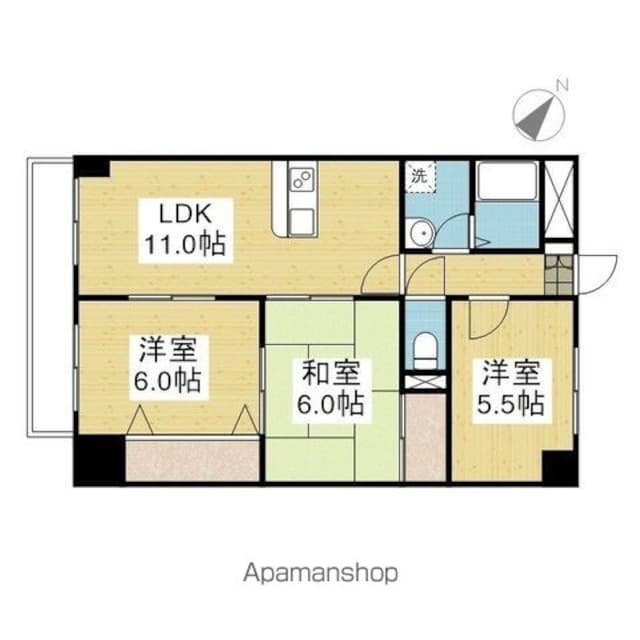 ファミール道後姫塚[3LDK/63.63m2]の間取図