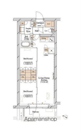 ブランシエスタ目黒中央町[2LDK/52.72m2]の間取図