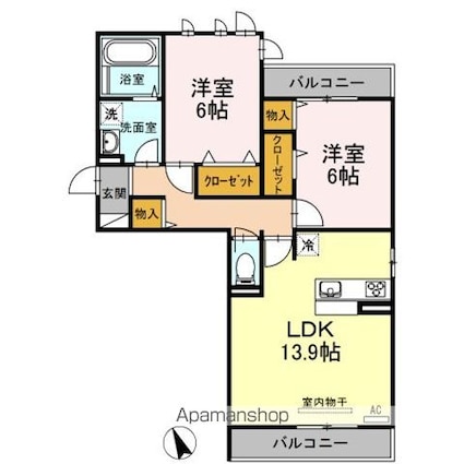 ＤーｒｏｏｍＣⅢ[2LDK/63.81m2]の間取図