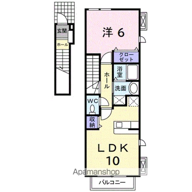 アンソレイユ　Ａ[1LDK/42.37m2]の間取図