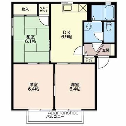 長野県長野市大字安茂里差出[3DK/54.57m2]の間取図