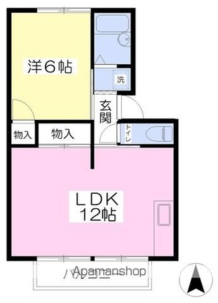愛媛県松山市拓川町[1LDK/40.9m2]の間取図