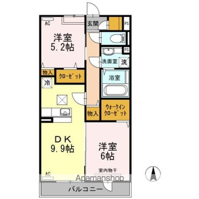 Ａｍｏｕｒ櫻花[2DK/55m2]の間取図