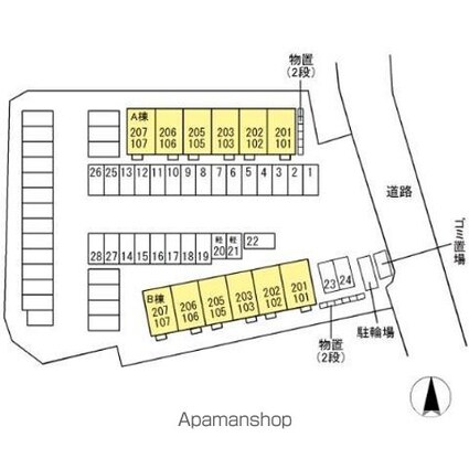 リサイア三春　Ａ[1LDK/29.62m2]の配置図