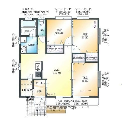 神栖市土合西の戸建ての間取り