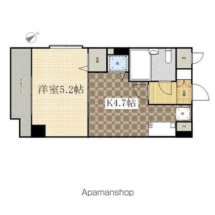 神奈川県川崎市宮前区南平台[1DK/25.5m2]の間取図