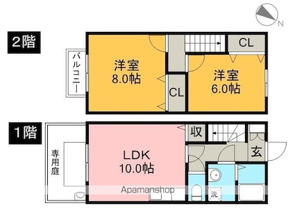 クレセール[2LDK/50.45m2]の間取図