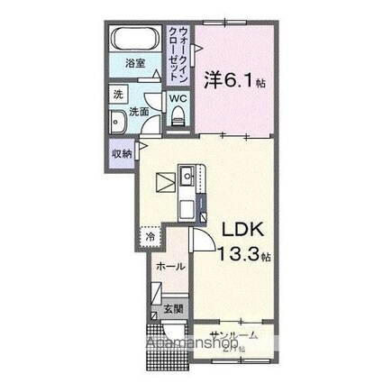 香川県高松市勅使町[1LDK/50.05m2]の間取図