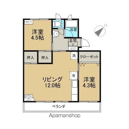 シーサイドハイツ[2LDK/46.35m2]の間取図