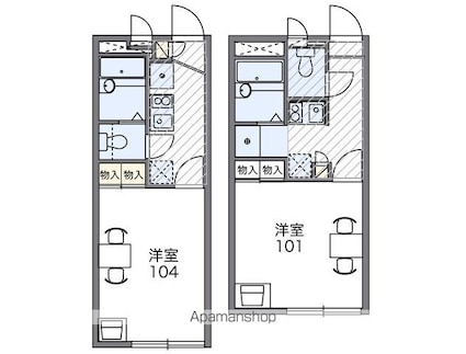 レオパレスていくわん[1K/19.87m2]の間取図