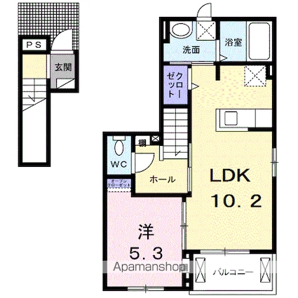 ローズ　グランツ[1LDK/42.6m2]の間取図