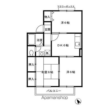 サニーハイツ不動台[3DK/52.99m2]の間取図