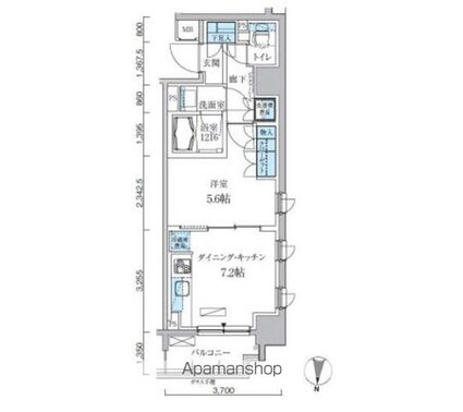 パークアクシス両国馬車通り[1DK/34.76m2]の間取図