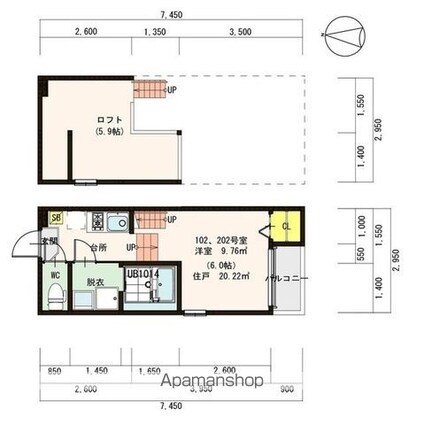 愛知県名古屋市中村区松原町５丁目[1K/20.22m2]の間取図