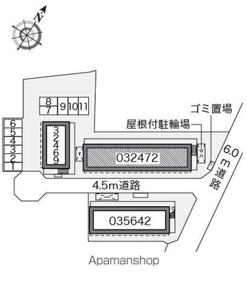 レオパレスベルフローラⅠ[1K/19.87m2]の配置図