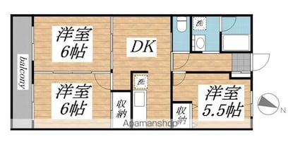 アピカールカシマ[3DK/56.64m2]の間取図
