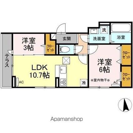 Ｄーｒｏｏｍ　Ｃｉｎｎａｍｏｎ[2LDK/49.01m2]の間取図