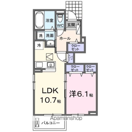 イーストブルー　Ⅱ[1LDK/43.64m2]の間取図