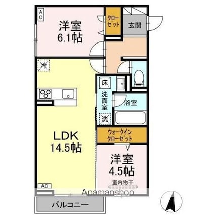 ＤーＲＯＯＭフィオーレ[2LDK/59.93m2]の間取図
