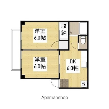 シティハイツ加茂Ｂ[2DK/38.33m2]の間取図