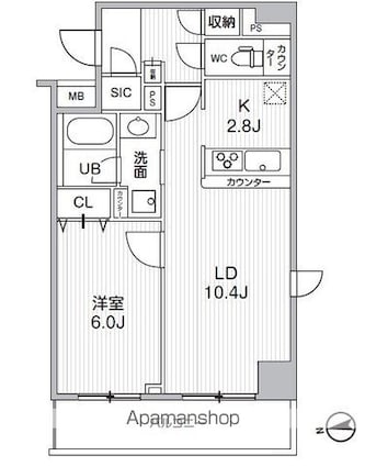 ＨＦ曳舟レジデンス[1LDK/45.66m2]の間取図
