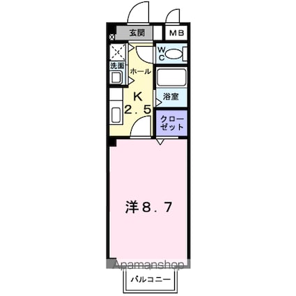 滋賀県愛知郡愛荘町愛知川[1K/27m2]の間取図