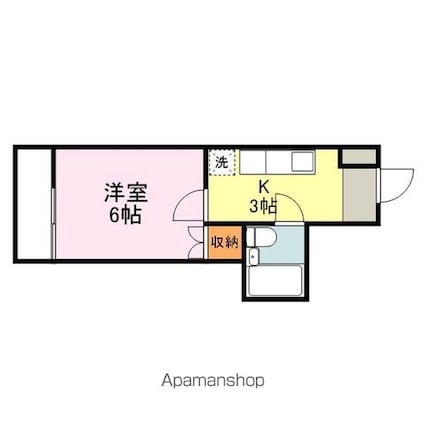 広島県福山市大黒町[1K/20m2]の間取図