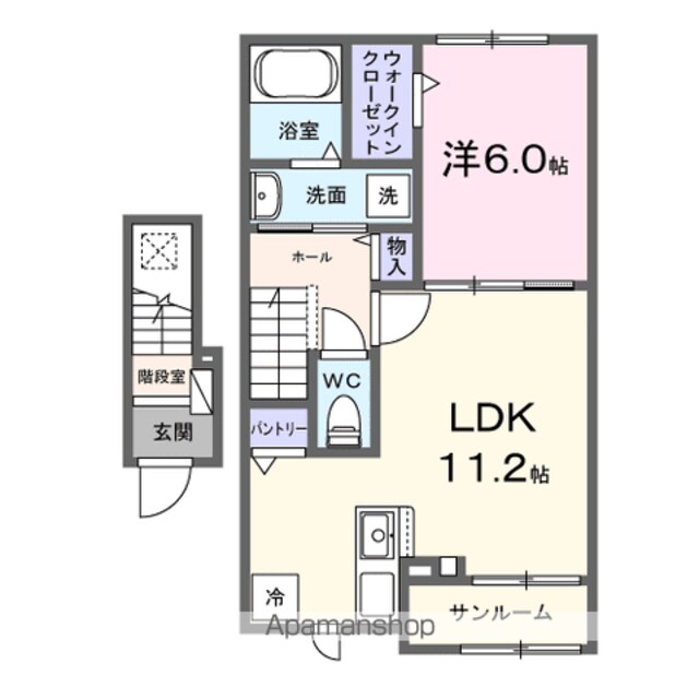プレサーレ[1LDK/47.74m2]の間取図