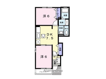 ミーテ通生Ⅱ[2DK/44.82m2]の間取図