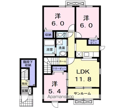 トレスメーラＤ[3LDK/73.75m2]の間取図