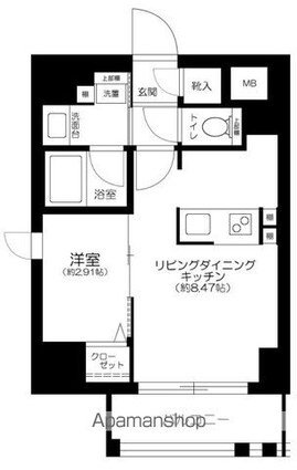 東京都千代田区神田三崎町２丁目[1LDK/30.48m2]の間取図