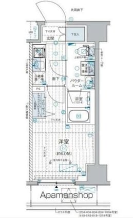 ＧＥＮＯＶＩＡ西横浜[1K/21.48m2]の間取図