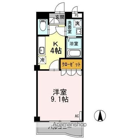 ＤＥＡＲ　ＣＯＵＲＴ（ディアコート）[1K/30.96m2]の間取図