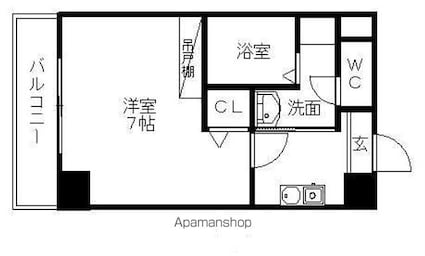マメゾンプルミエ[1K/24.01m2]の間取図