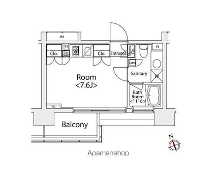 カスタリア戸越[1R/21.7m2]の間取図
