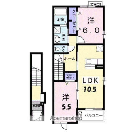 スウィートガーデン　Ｃ[2LDK/56.47m2]の間取図