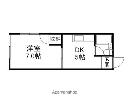 長野県長野市大字南長野北石堂町[1K/24m2]の間取図