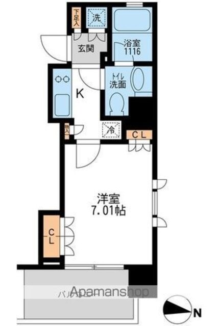 アーデン清澄白河[1K/24.56m2]の間取図