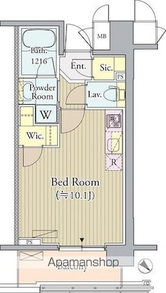 ＰＲＩＭＥ　ＵＲＢＡＮ　東中野　ＣＯＵＲＴ[1R/27.67m2]の間取図