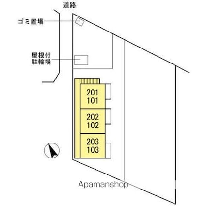 アビタシオンフレンド[1K/21.11m2]の配置図