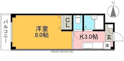 クレーデル高須[1K/24.89m2]の間取図