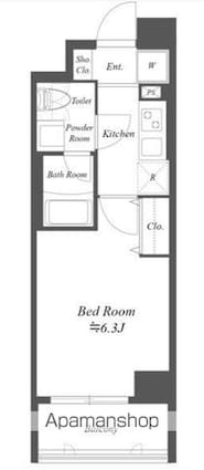 カリーノ西国分寺[1K/21.02m2]の間取図