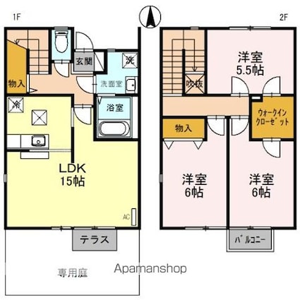 リースランドネオス春日壱番館　Ｃ[3LDK/83.65m2]の間取図