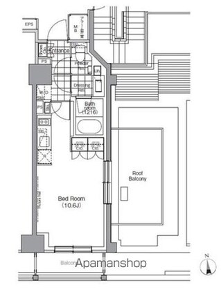 パークハビオ門前仲町[1R/29.14m2]の間取図