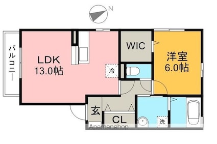 クレール[1LDK/50.42m2]の間取図