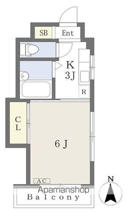 アメニティライフⅡ[1K/21m2]の間取図