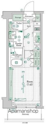 東京都杉並区高円寺北３丁目[1K/25.56m2]の間取図